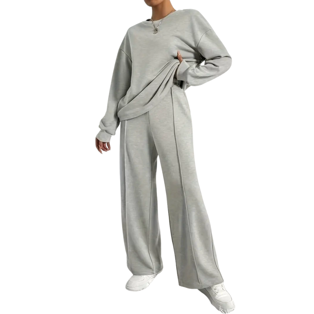 LINDA™ – Cozy Drop Shoulder Sweatshirt & Elastic Pants Set