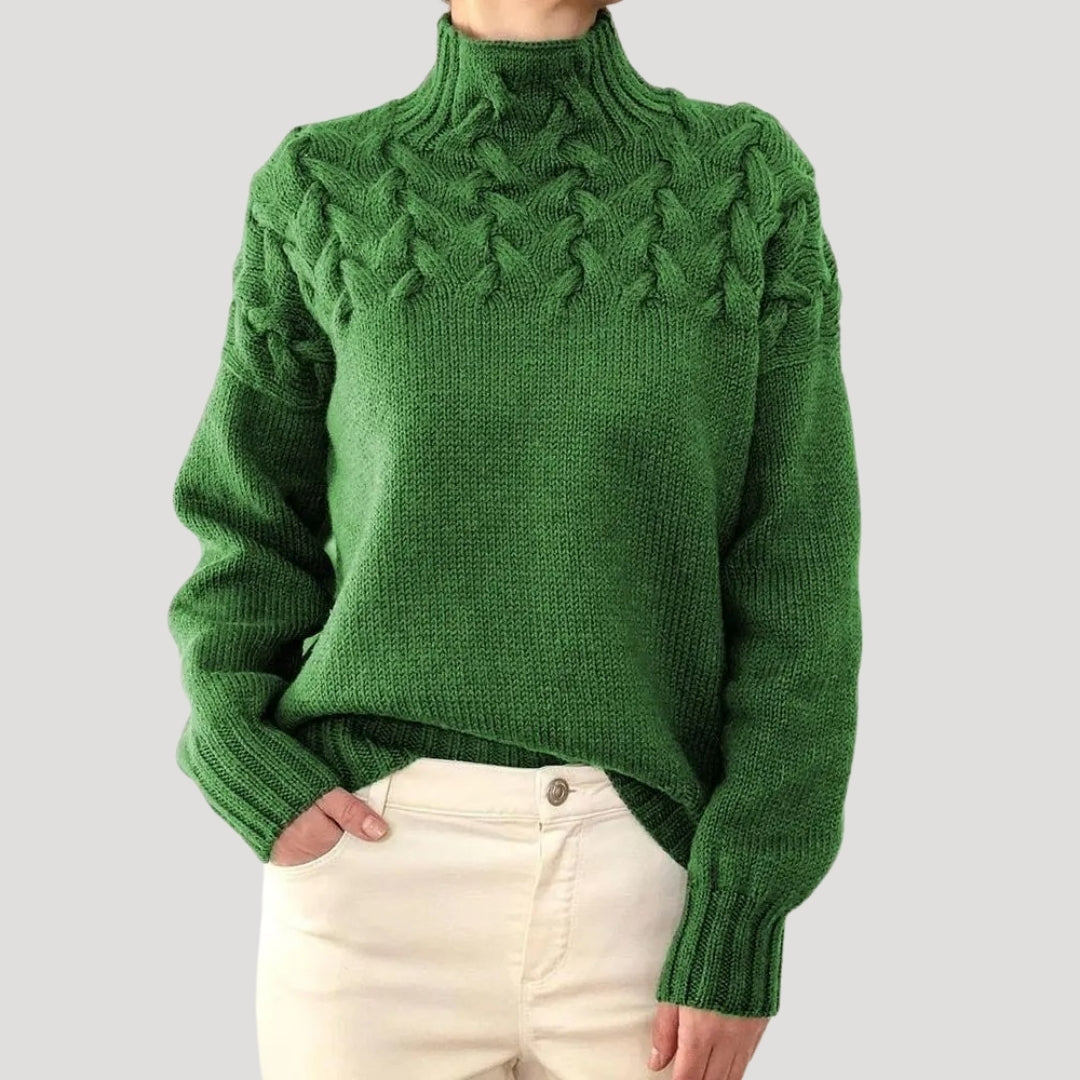 Emma | Women’s Spring Cable High-Neck Sweater