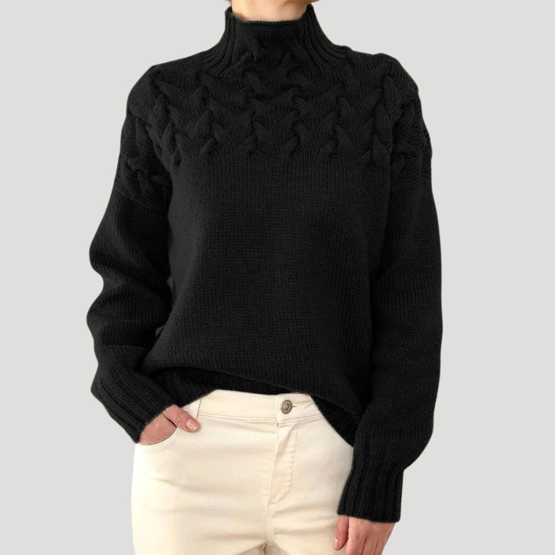Emma | Women’s Spring Cable High-Neck Sweater