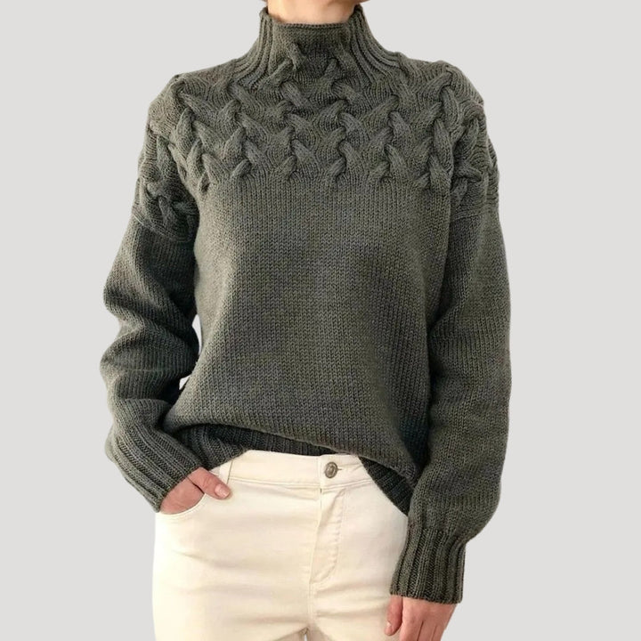Emma | Women’s Spring Cable High-Neck Sweater