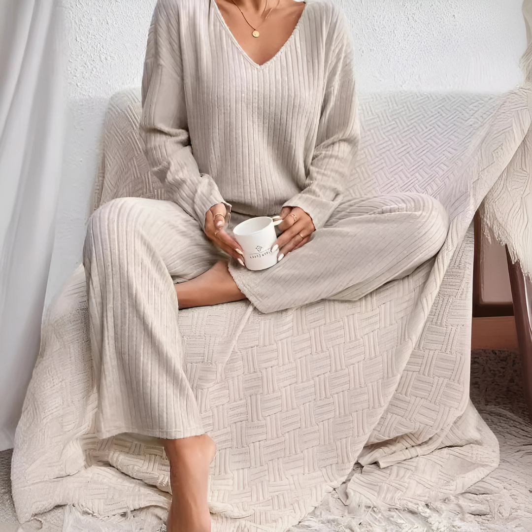 MADEL™ - Comfy Drop Shoulder Long Sleeve Top and Pants Set