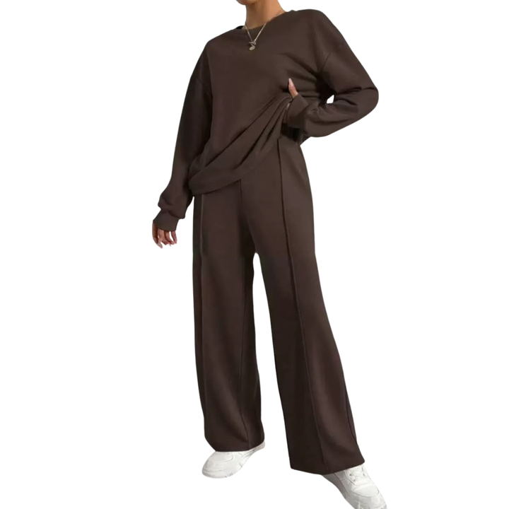 LINDA™ – Cozy Drop Shoulder Sweatshirt & Elastic Pants Set