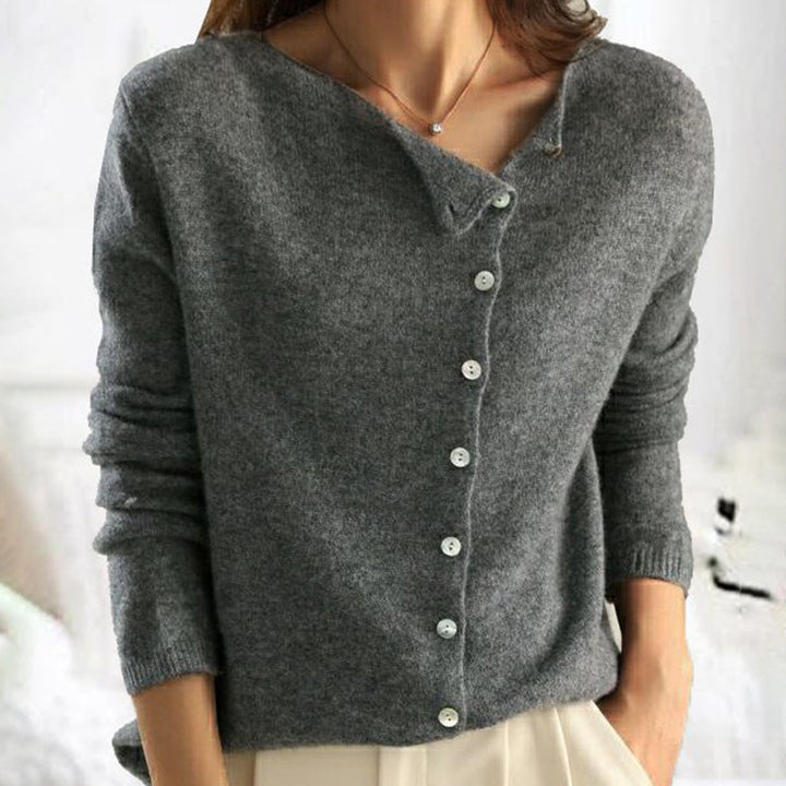 Alice | Elegant V-neck Button Sweater for Women