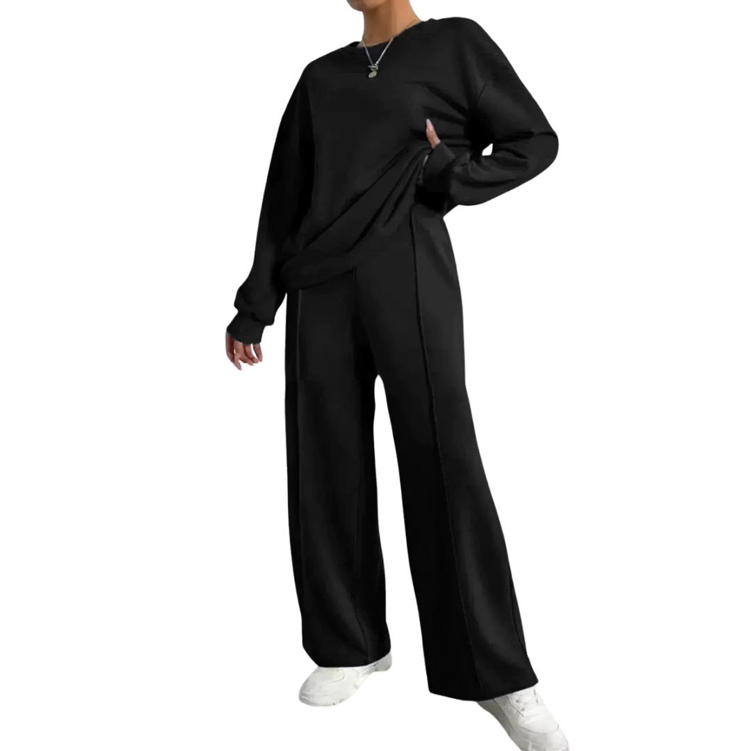 LINDA™ – Cozy Drop Shoulder Sweatshirt & Elastic Pants Set