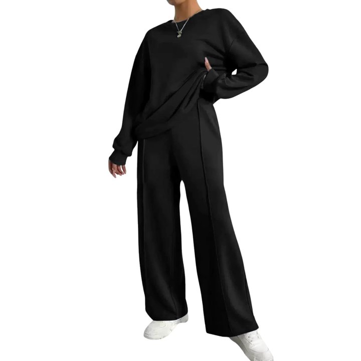 LINDA™ – Cozy Drop Shoulder Sweatshirt & Elastic Pants Set
