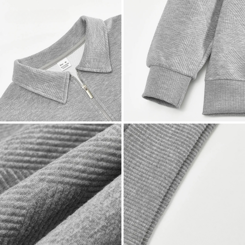 James™ - Vintage Geometric Design Sweater With - Men Zipper