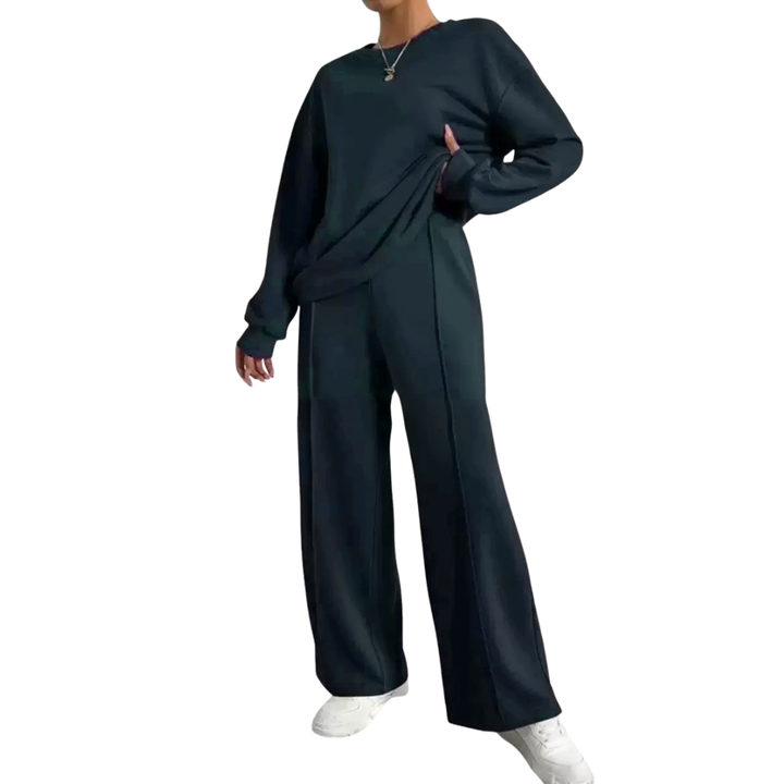 LINDA™ – Cozy Drop Shoulder Sweatshirt & Elastic Pants Set