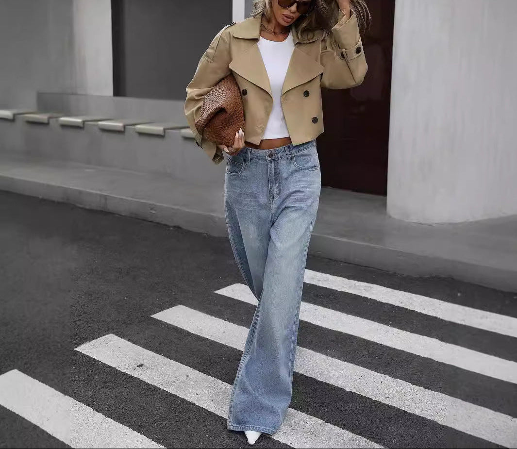 Catherine | Women’s Cropped Double-Breasted Trench Jacket