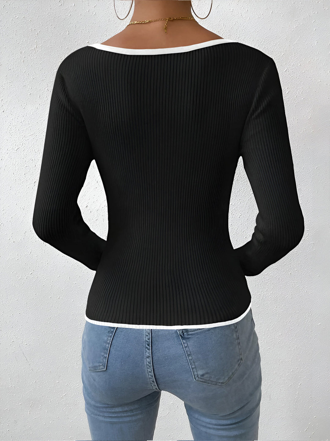 Claire | Women’s Winter Contrast Trim Knit Sweater