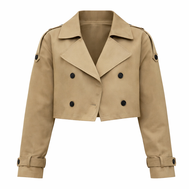 Catherine | Women’s Cropped Double-Breasted Trench Jacket