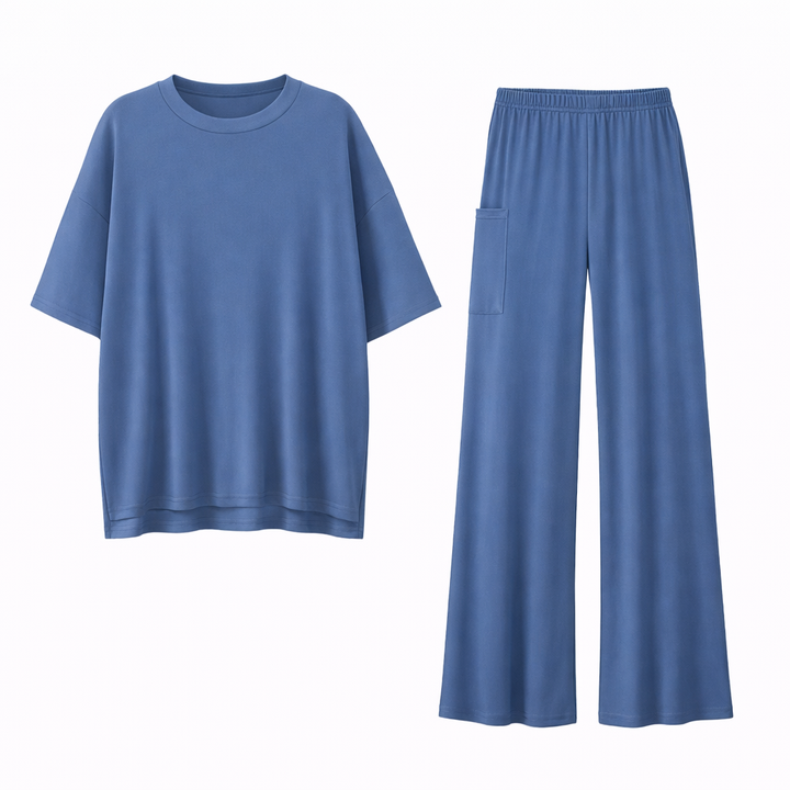 FILTA™ - Casual Basic Top and Elastic Waist Pants Set