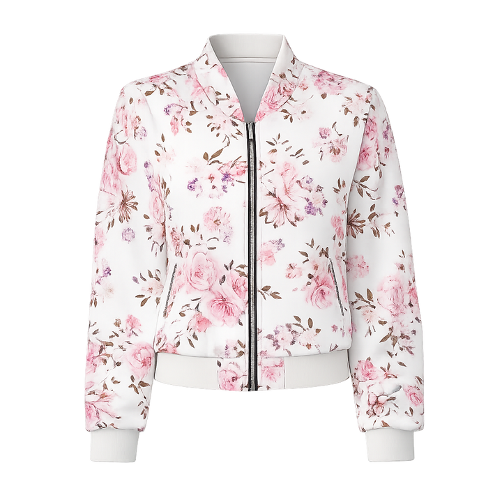 Ruby | Women’s Elegant Flower Pattern Zip-Up Jacket