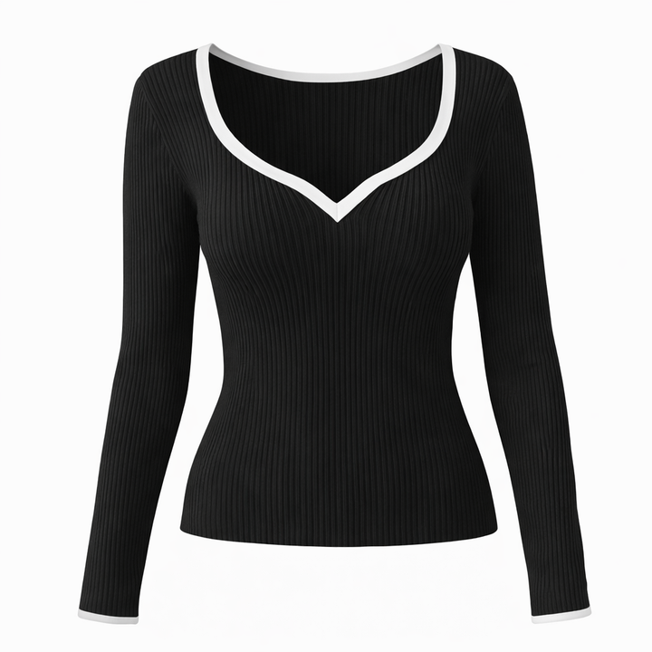 Claire | Women’s Winter Contrast Trim Knit Sweater