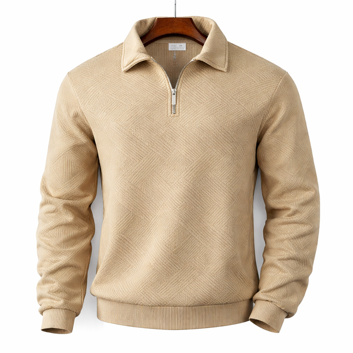 James™ - Vintage Geometric Design Sweater With - Men Zipper
