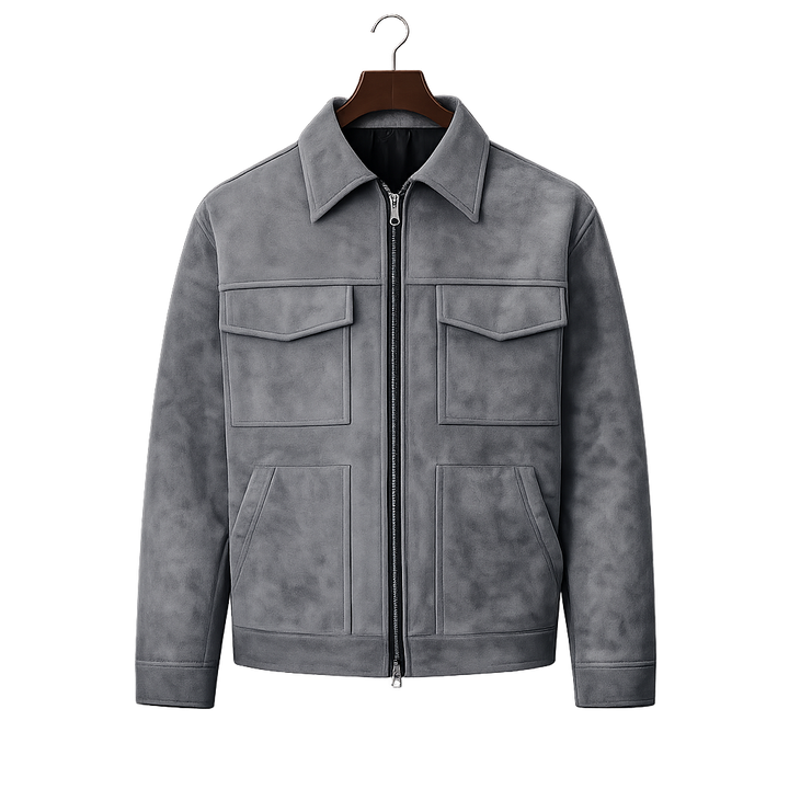Men’s Relaxed-Fit Zip Jacket – Utility Pocket Design for Everyday Wear