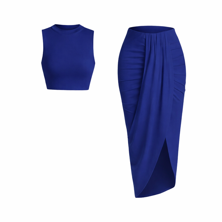 MANUELA™ - Elegant Pleated Slit Long Skirt Set