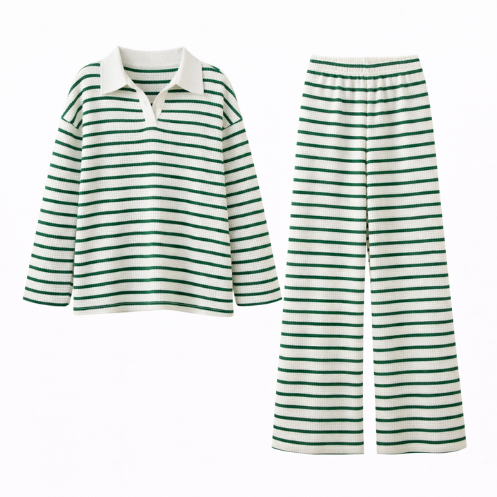 SALI™ - Casual Striped V-Neck Long Sleeve and Pants Set