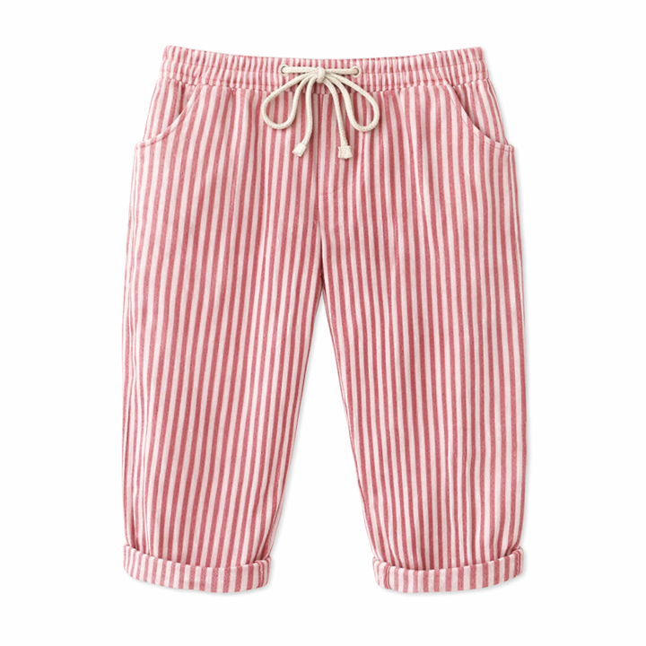 BB | Red Elegant Striped Trousers – Flattering Fit & Luxe Comfort - women