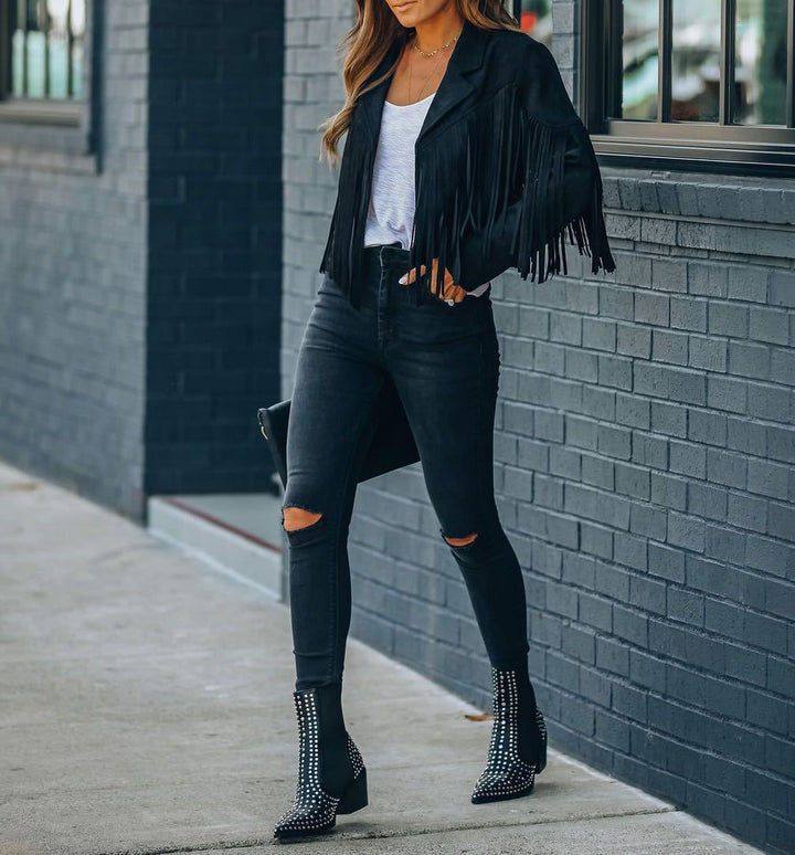 Danielle | Women’s Fringed Suede Moto Jacket