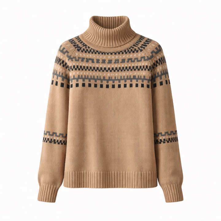 Addison | Women’s Spring Patterned Turtleneck Knit Sweater