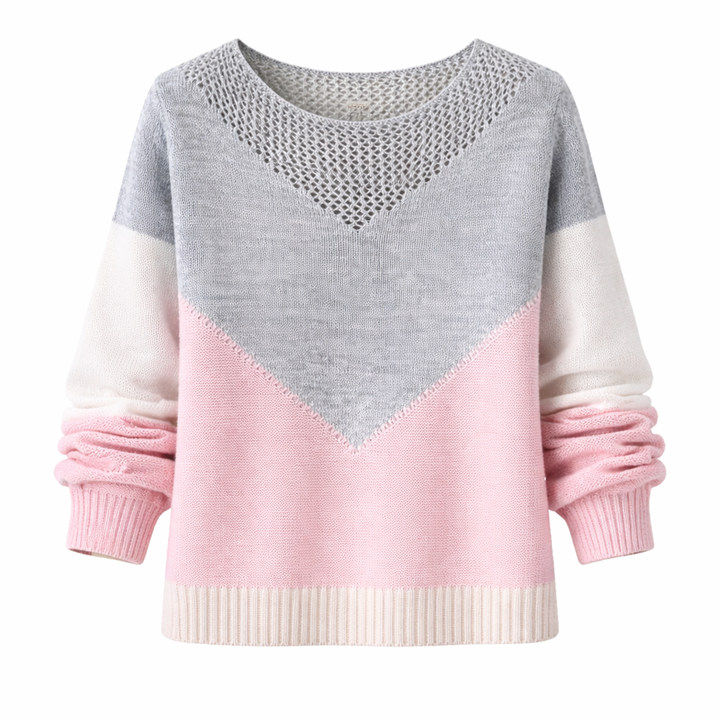 Chloe | Women’s Color Block Sweater with Mesh Detail