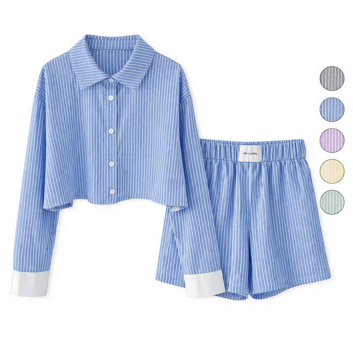 EMERSYN™ - Casual Collared Long-Sleeve Co-Ord Set