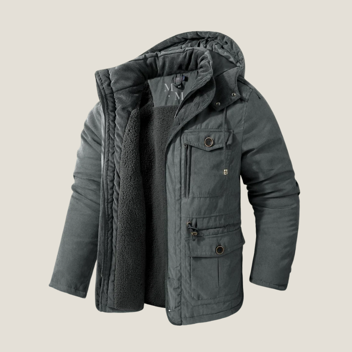 Men’s Hooded Winter Jacket – Insulated Parka Style with Multi-Pocket Design for Cold Weather Wear