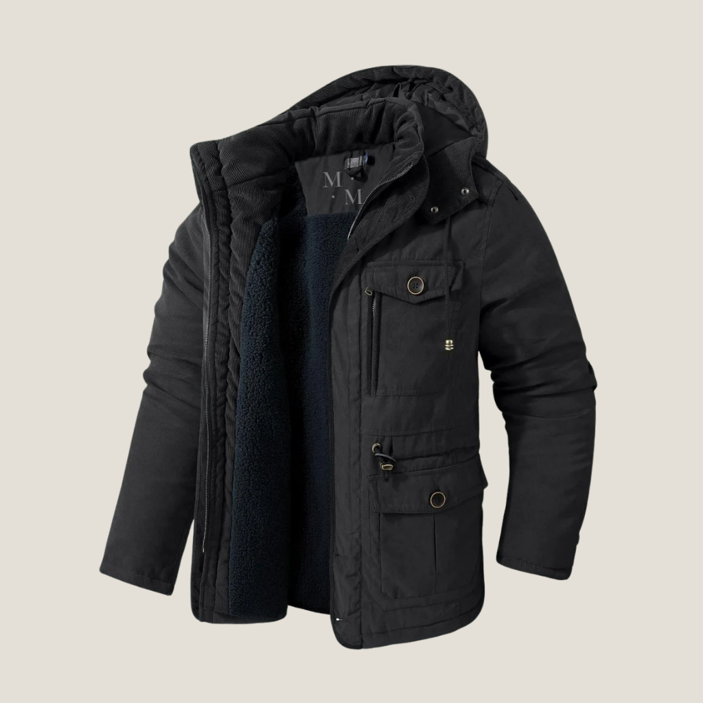 Men’s Hooded Winter Jacket – Insulated Parka Style with Multi-Pocket Design for Cold Weather Wear