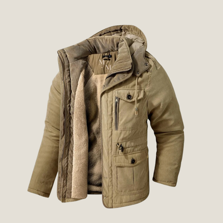 Men’s Hooded Winter Jacket – Insulated Parka Style with Multi-Pocket Design for Cold Weather Wear