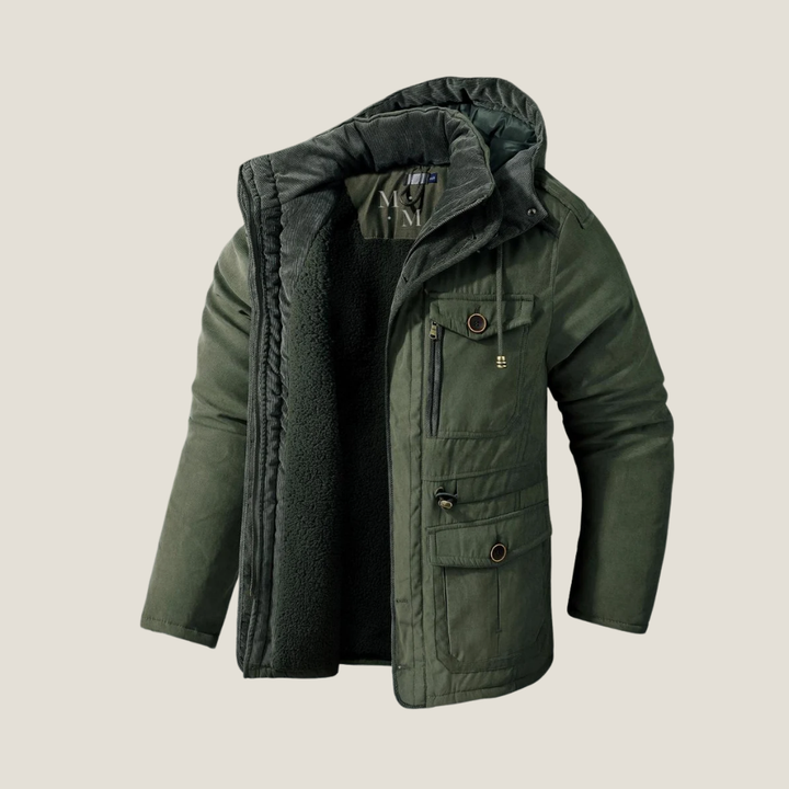Men’s Hooded Winter Jacket – Insulated Parka Style with Multi-Pocket Design for Cold Weather Wear