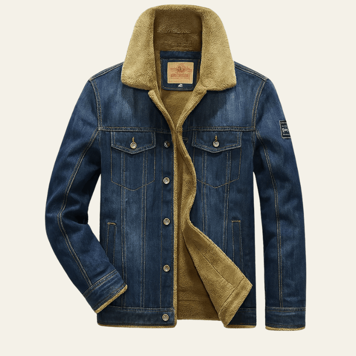 Men’s Lined Denim Jacket – Classic Button-Front Winter Layer