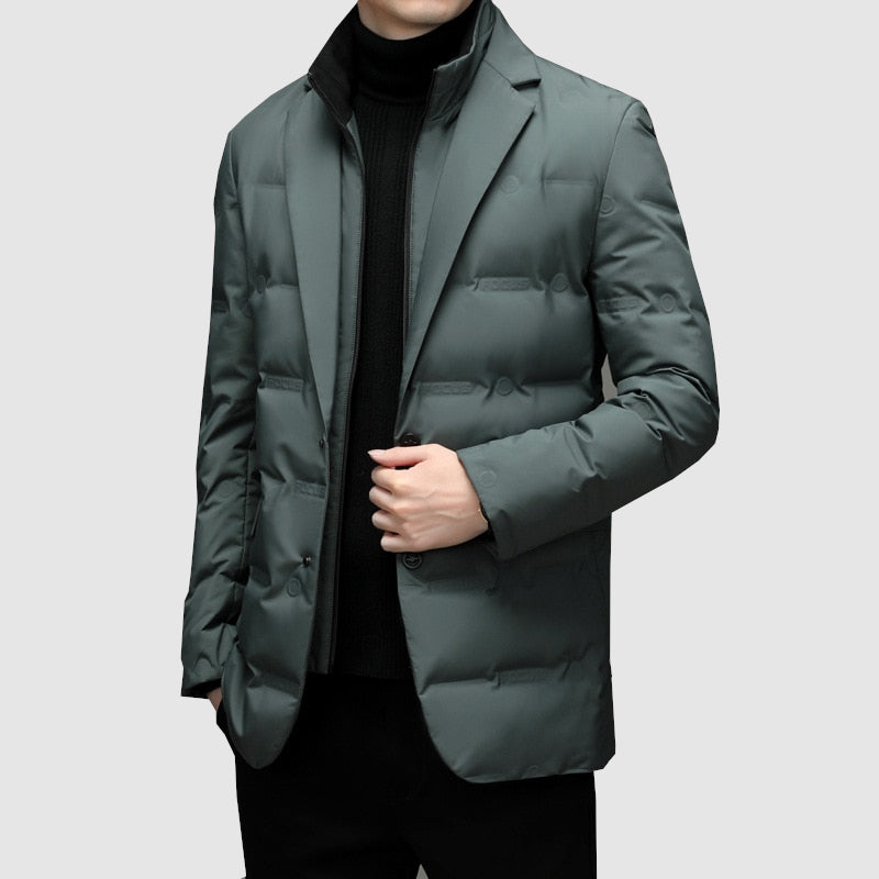 Men’s Padded Jacket with Notch Lapels – Smart Outerwear