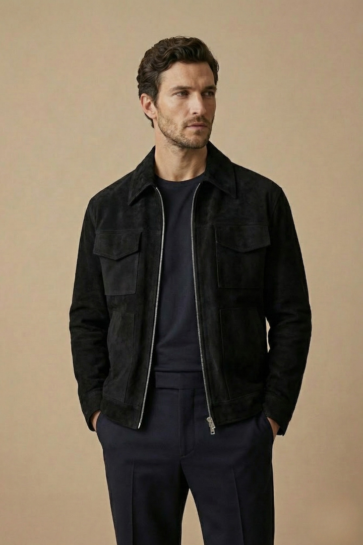 Men’s Relaxed-Fit Zip Jacket – Utility Pocket Design for Everyday Wear