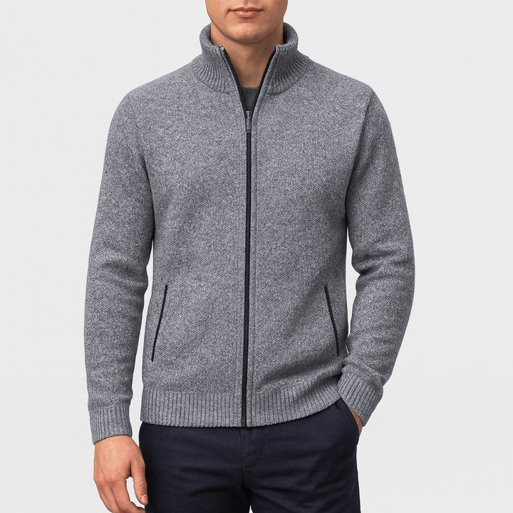 Men’s Zip-Collar Cardigan – Modern Warmth with Refined Edge