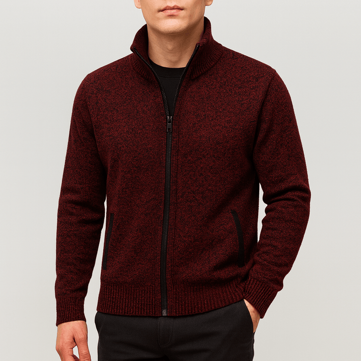 Men’s Zip-Collar Cardigan – Modern Warmth with Refined Edge