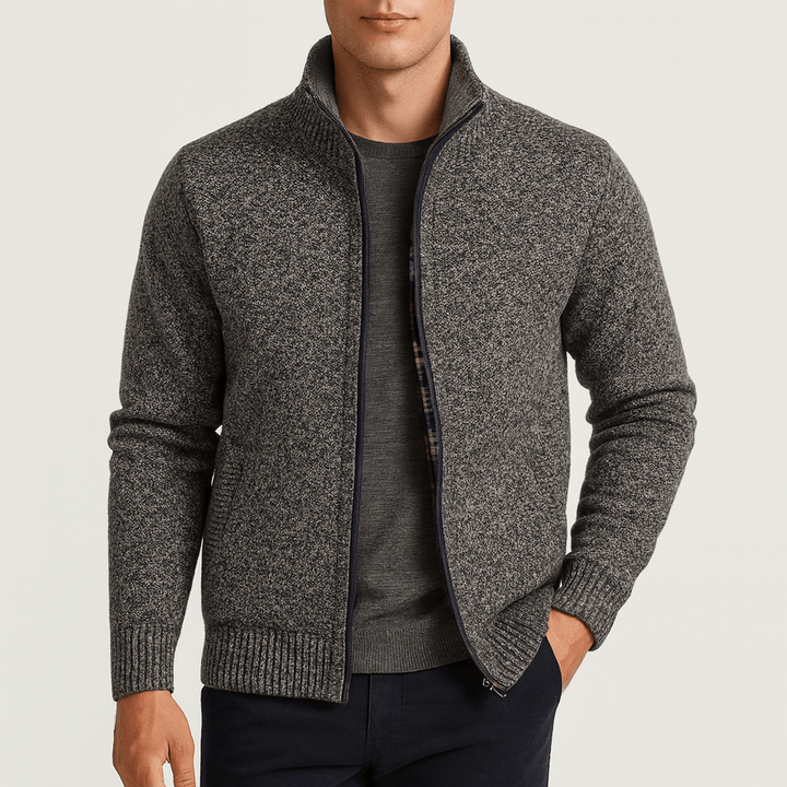 Men’s Zip-Collar Cardigan – Modern Warmth with Refined Edge