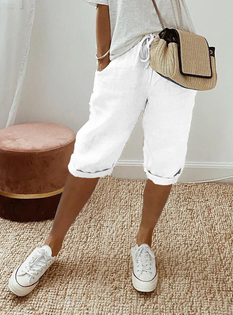 BB™ | WHITE LINEN LADIES SHORTS