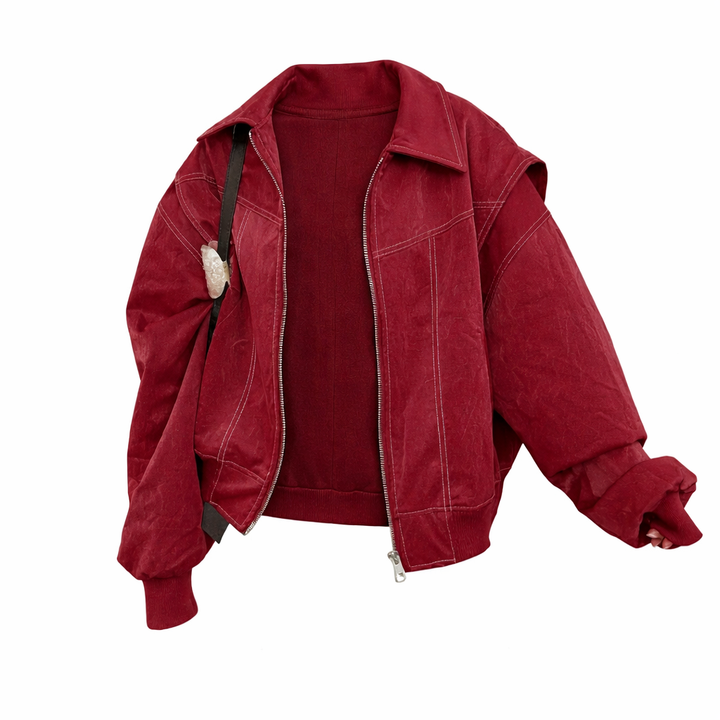 Samantha | Women’s Oversized Leather Bomber Zip Jacket