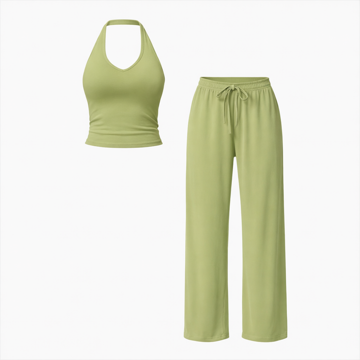 ARAYA™ - Casual Crop Tank Top and Wide Leg Pants Set