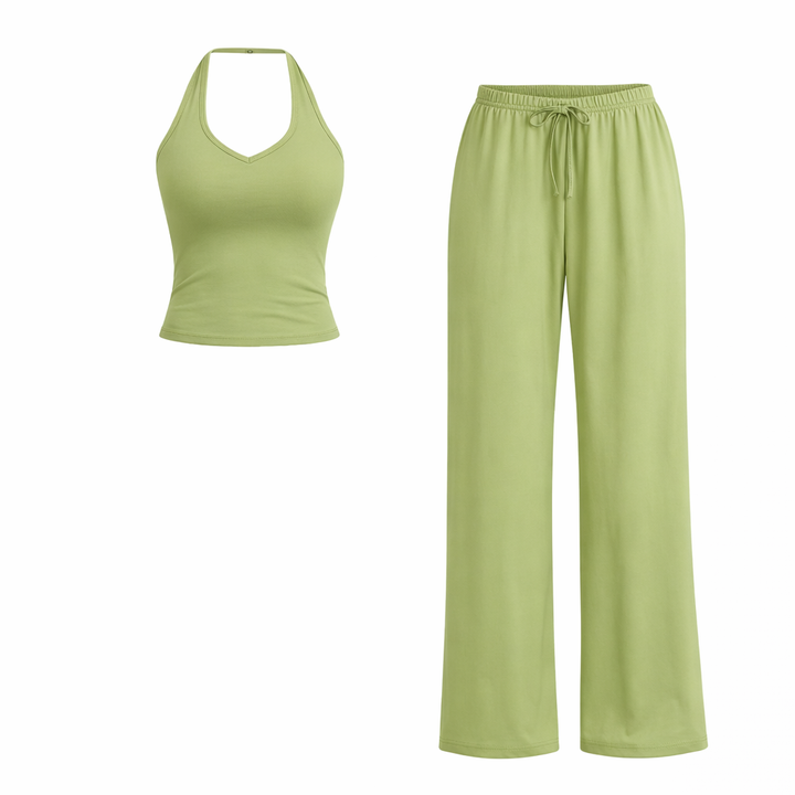 DINGDING™ - Casual Crop Tank Top and Wide Leg Pants Set