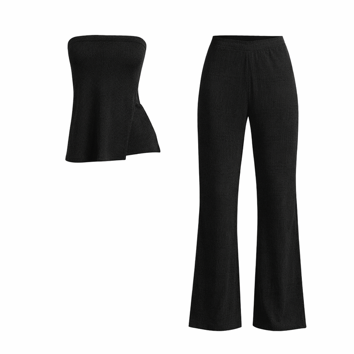 PEACHY™ - Elegant Split Hem Tube Top and Waist Pants Set