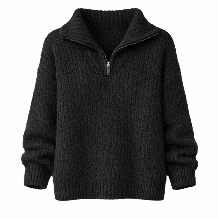 Caroline | Women’s Zip-Up Ribbed Sweater with Cozy Feel