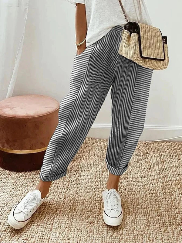 BB | Black Elegant Striped Trousers – Flattering Fit & Luxe Comfort - women