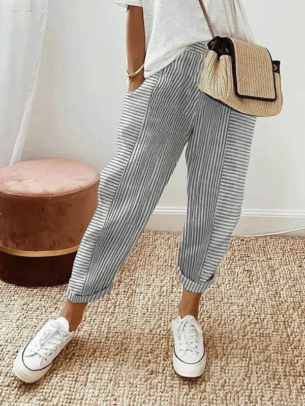 BB | Light Gray Elegant Striped Trousers – Flattering Fit & Luxe Comfort