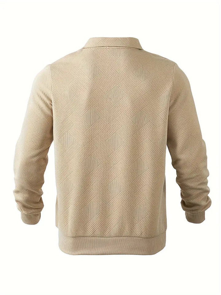 James™ - Vintage Geometric Design Sweater With - Men Zipper