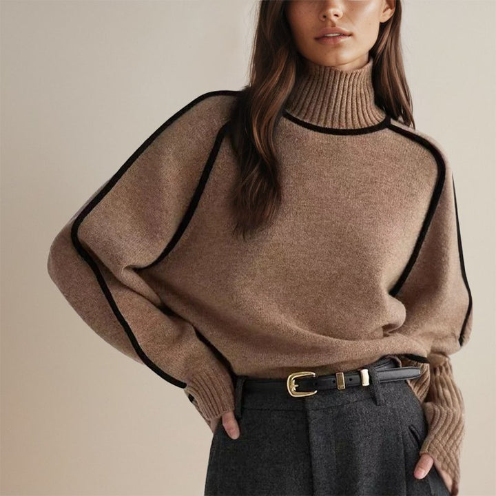 Michelle | Women’s Winter Color Block Turtleneck Sweater