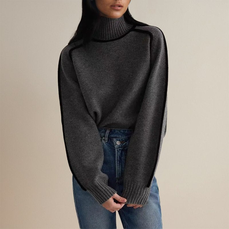 Michelle | Women’s Winter Color Block Turtleneck Sweater