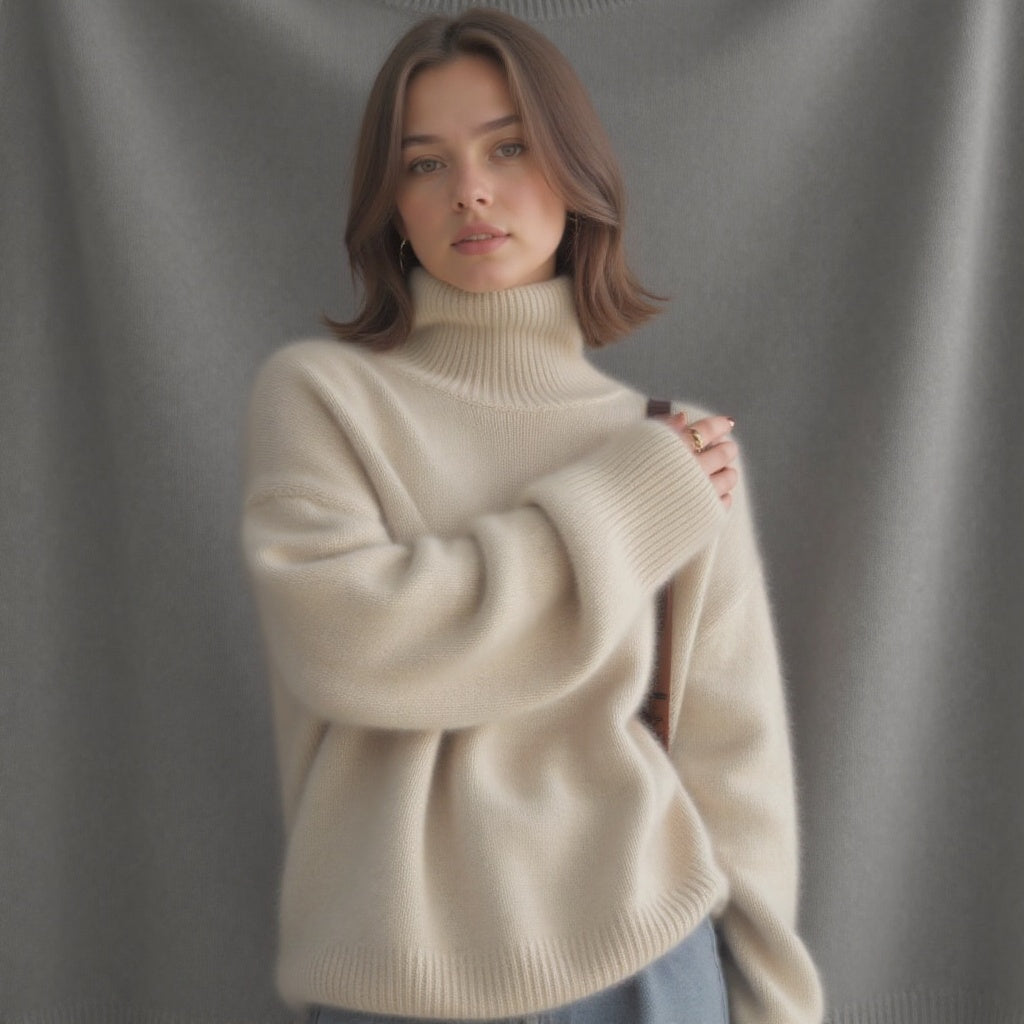 Rachel | Women’s Winter Oversized Turtleneck Knit Sweater