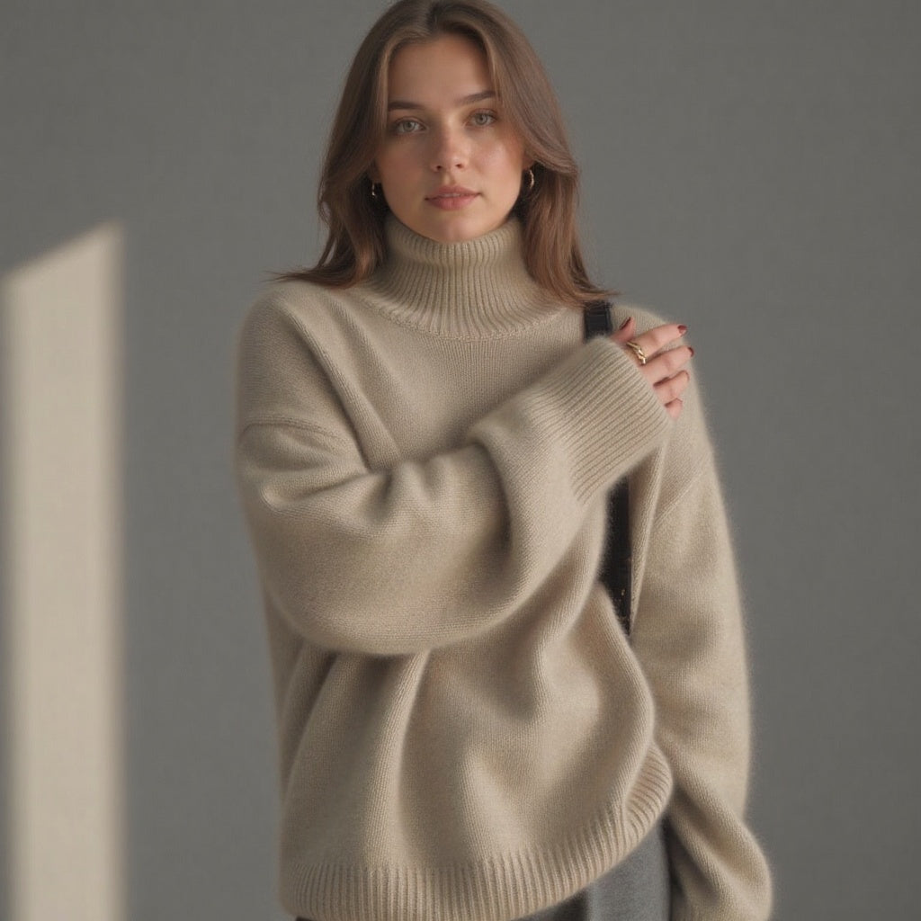 Rachel | Women’s Winter Oversized Turtleneck Knit Sweater