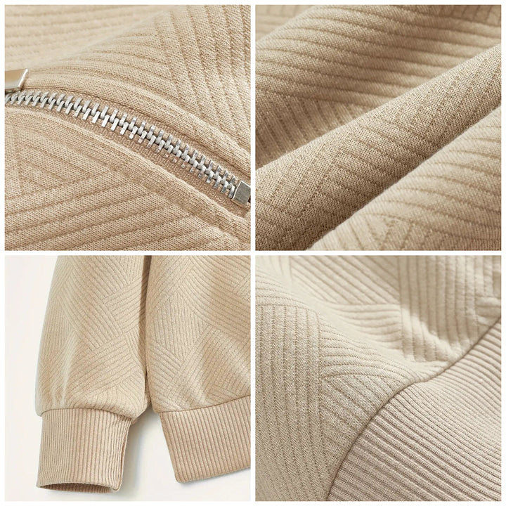 James™ - Vintage Geometric Design Sweater With - Men Zipper